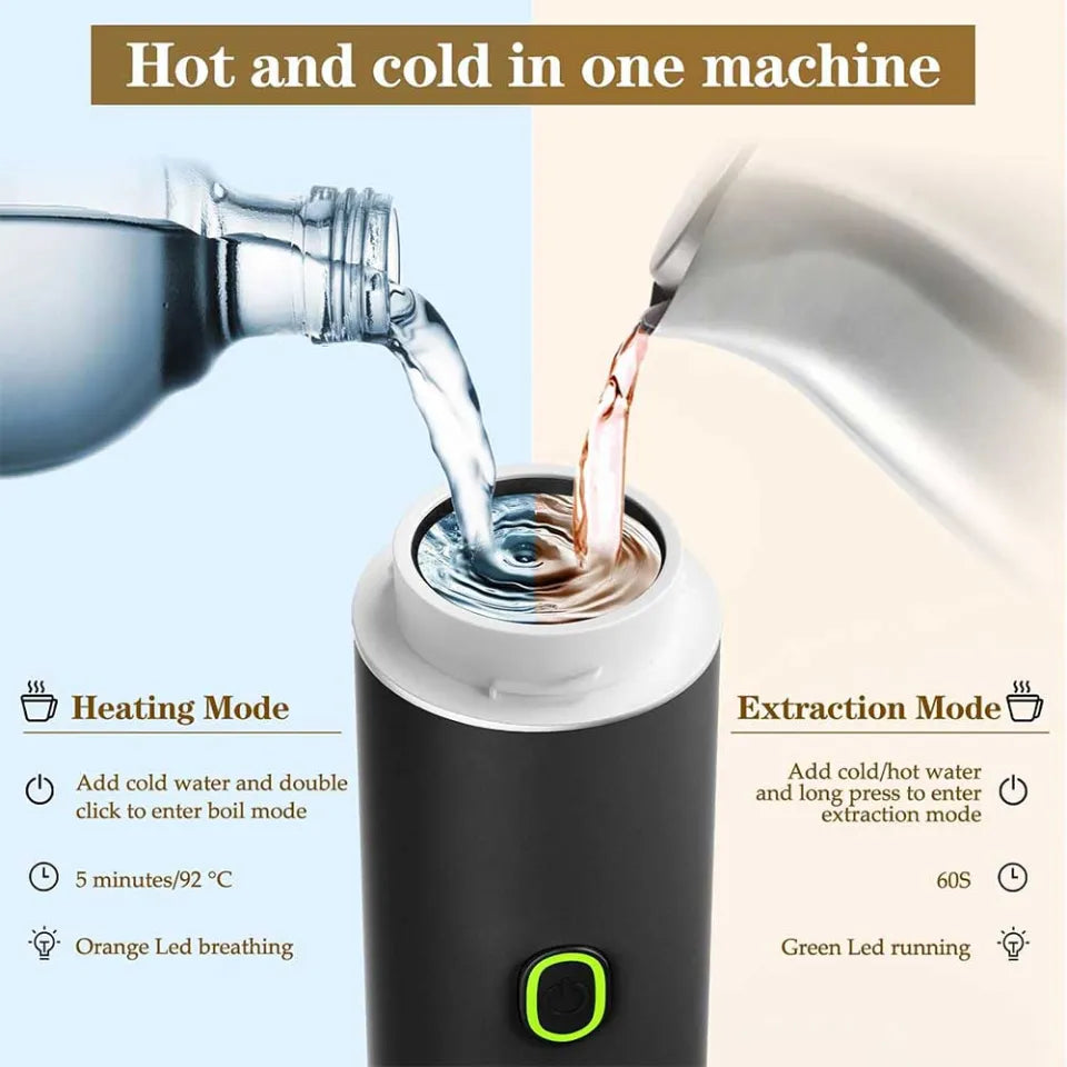 Portable Coffee Maker Espresso Machine for Travel Nano Car Coffee Maker Compatible with Ground Coffee & Capsule for RV, Hiking Camping Office