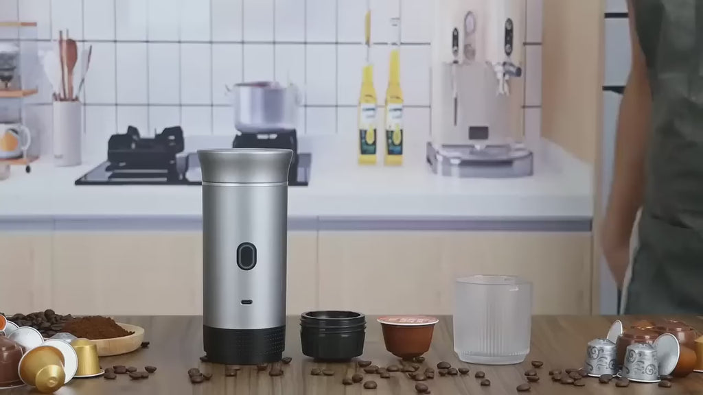 Portable Coffee Maker Espresso Machine for Travel Nano Car Coffee Maker Compatible with Ground Coffee & Capsule for RV, Hiking Camping Office