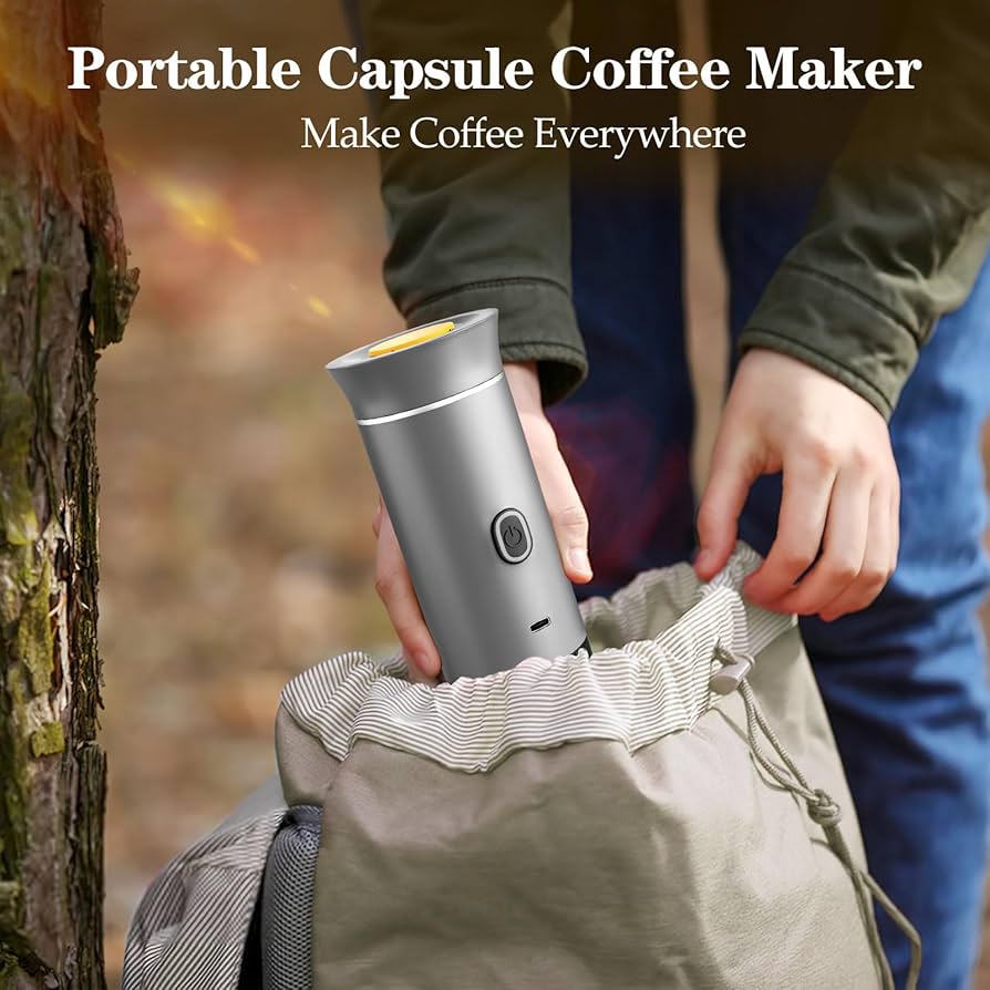 Portable Coffee Maker Espresso Machine for Travel Nano Car Coffee Maker Compatible with Ground Coffee & Capsule for RV, Hiking Camping Office