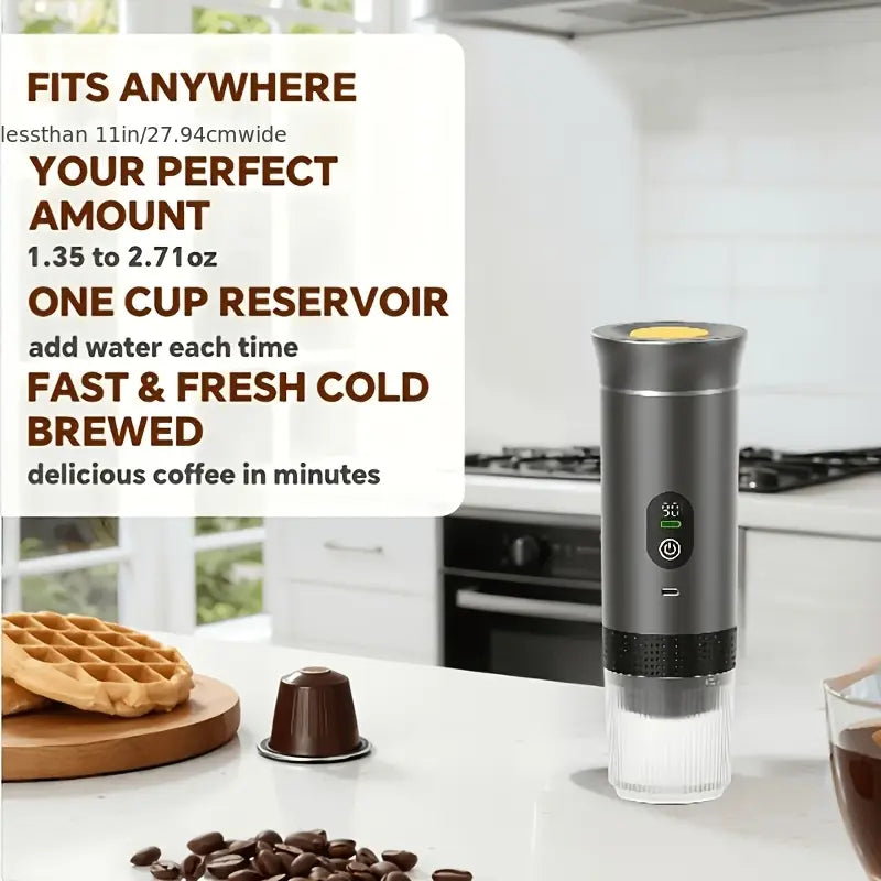 Portable Coffee Maker Espresso Machine for Travel Nano Car Coffee Maker Compatible with Ground Coffee & Capsule for RV, Hiking Camping Office